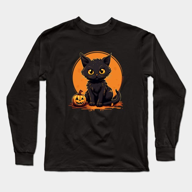 Meow-oween: Cat Lover's Spooky Long Sleeve T-Shirt by YourRequests